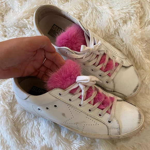 golden goose pink fur